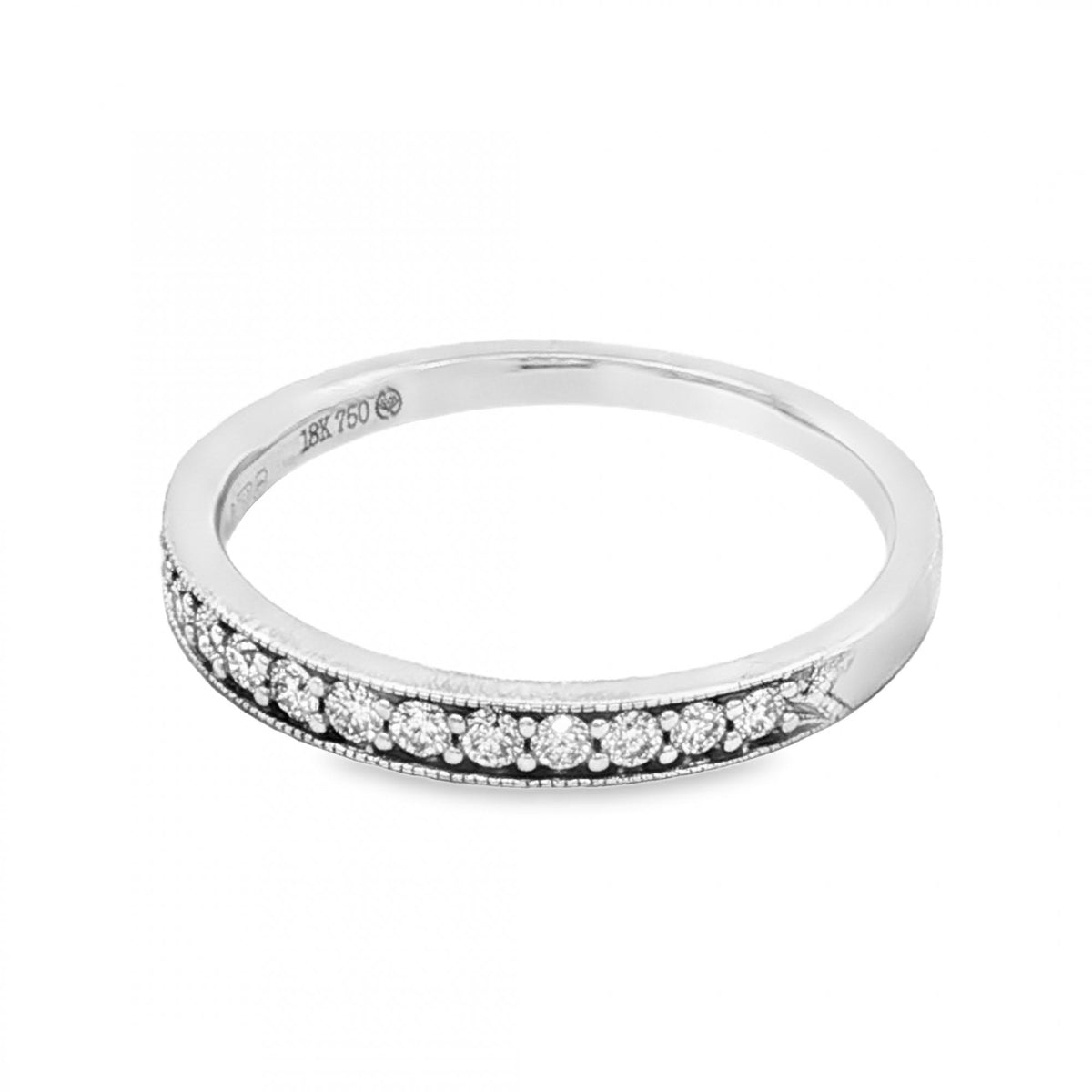18ct White Gold Diamond Half-Eternity Ring - Size S½ - 0.19ct