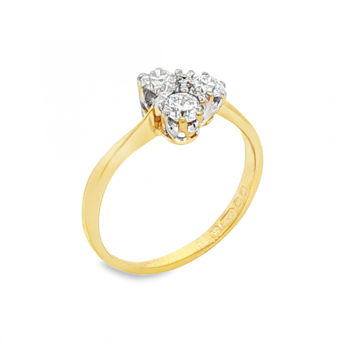 18ct Yellow Gold Diamond Trilogy Ring - Size F - 0.30ct