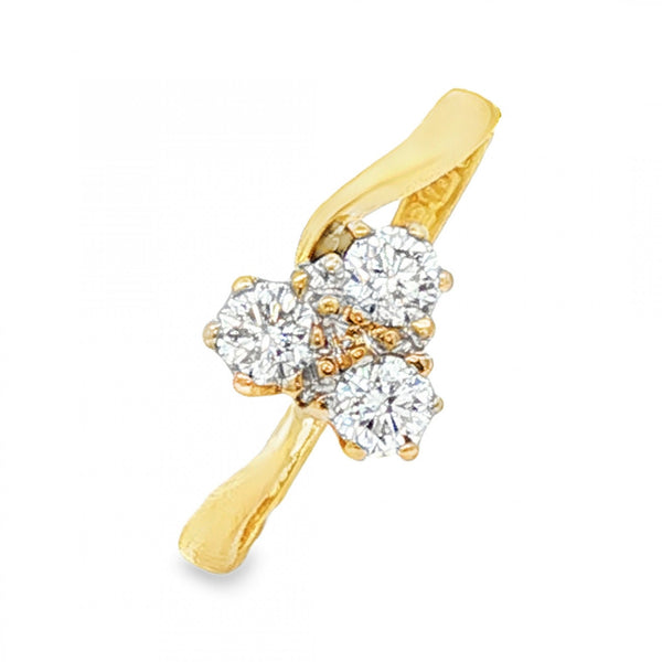 18ct Yellow Gold Diamond Trilogy Ring - Size F - 0.30ct