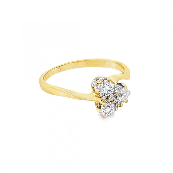 18ct Yellow Gold Diamond Trilogy Ring - Size F - 0.30ct