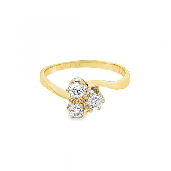18ct Yellow Gold Diamond Trilogy Ring - Size F - 0.30ct