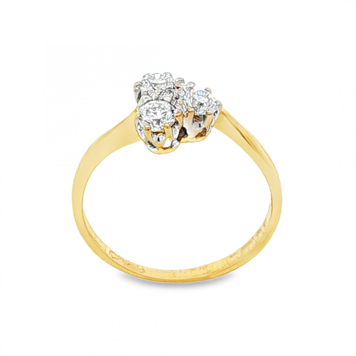 18ct Yellow Gold Diamond Trilogy Ring - Size F - 0.30ct
