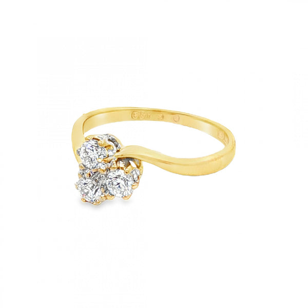 18ct Yellow Gold Diamond Trilogy Ring - Size F - 0.30ct