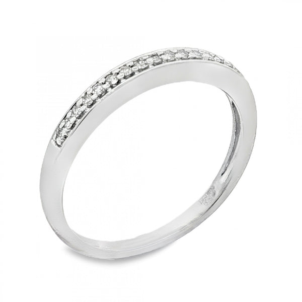 9ct White Gold Diamond Half-Eternity Ring - Size L½ - 0.10ct