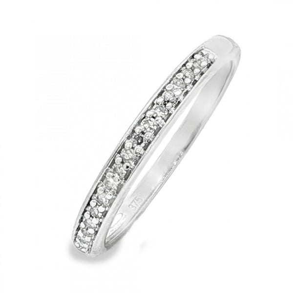 9ct White Gold Diamond Half-Eternity Ring - Size L½ - 0.10ct