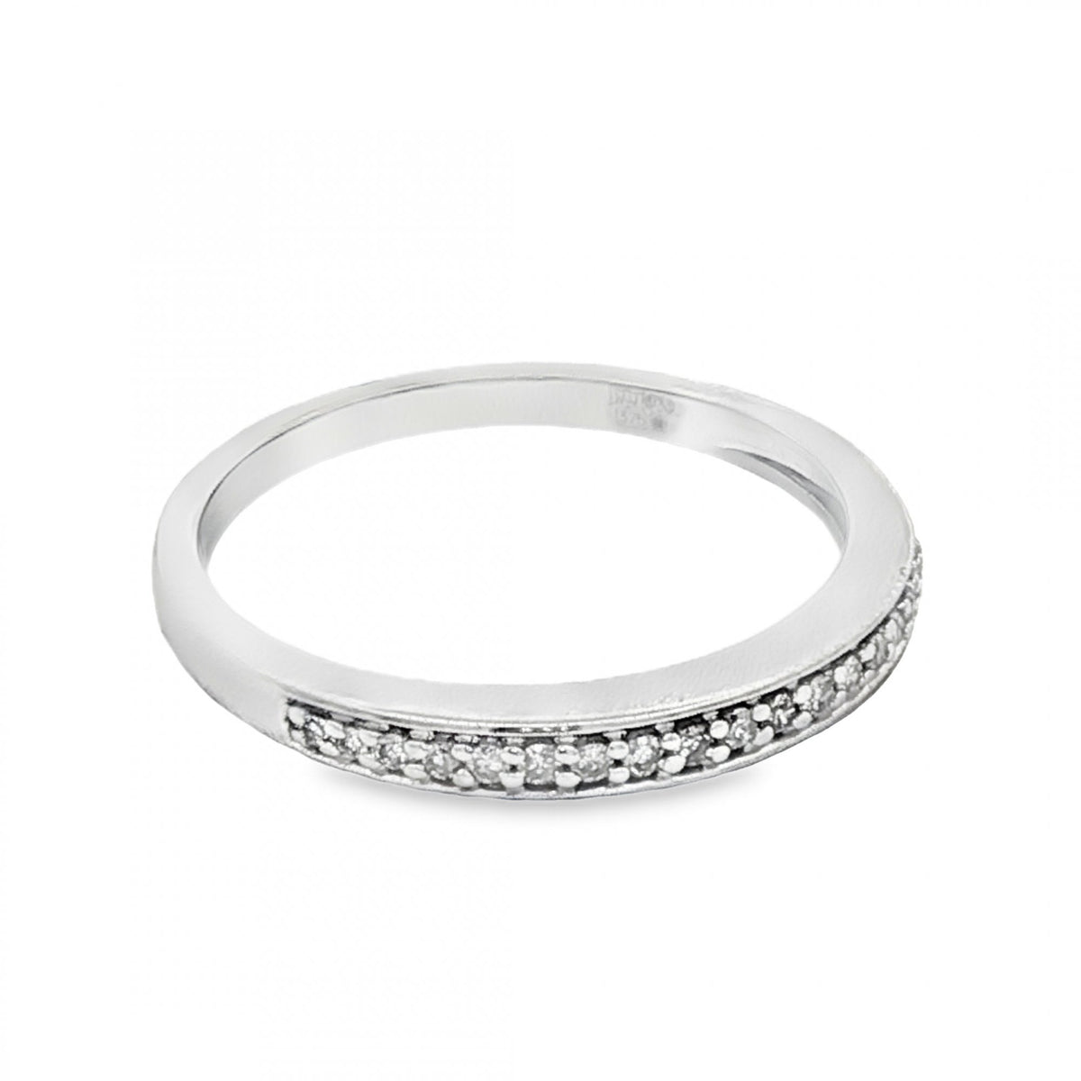 9ct White Gold Diamond Half-Eternity Ring - Size L½ - 0.10ct