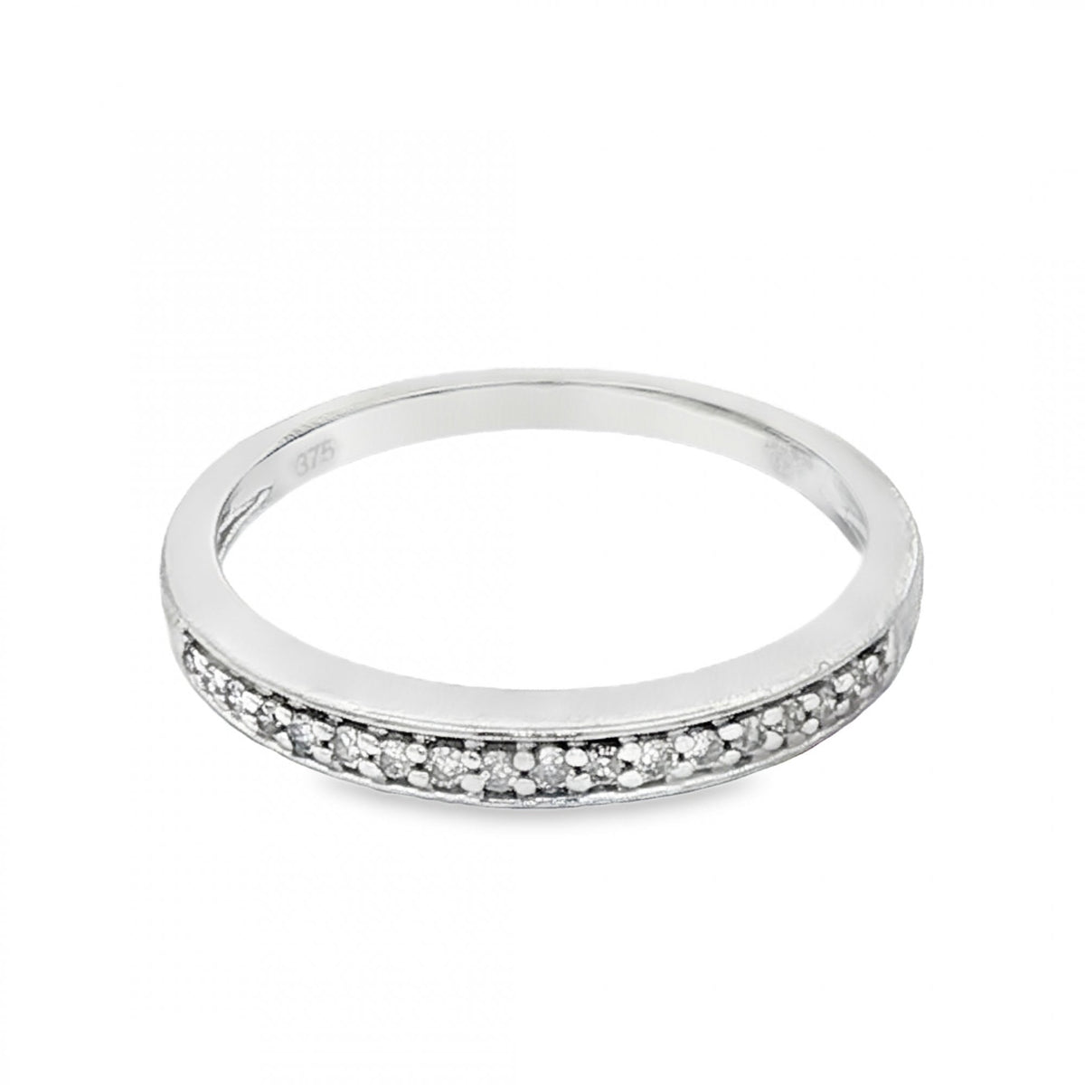 9ct White Gold Diamond Half-Eternity Ring - Size L½ - 0.10ct