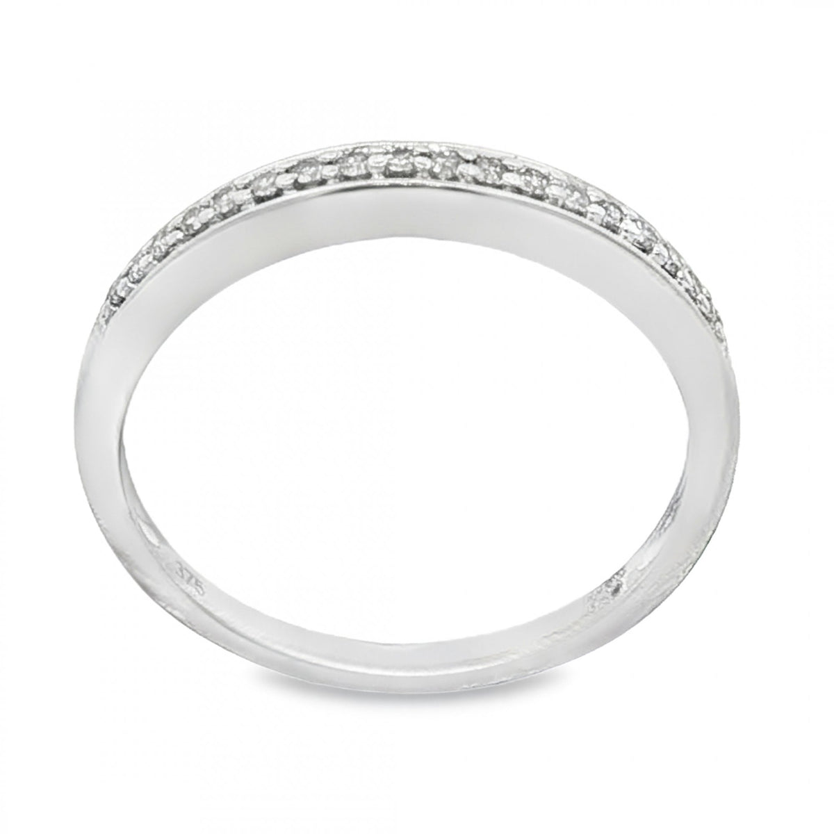 9ct White Gold Diamond Half-Eternity Ring - Size L½ - 0.10ct