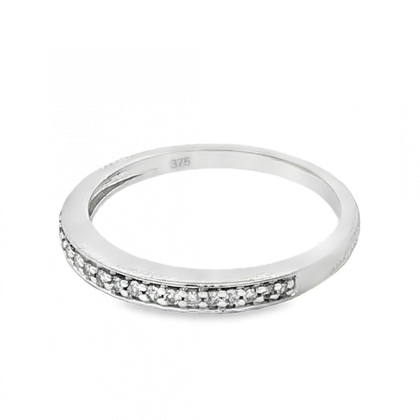 9ct White Gold Diamond Half-Eternity Ring - Size L½ - 0.10ct