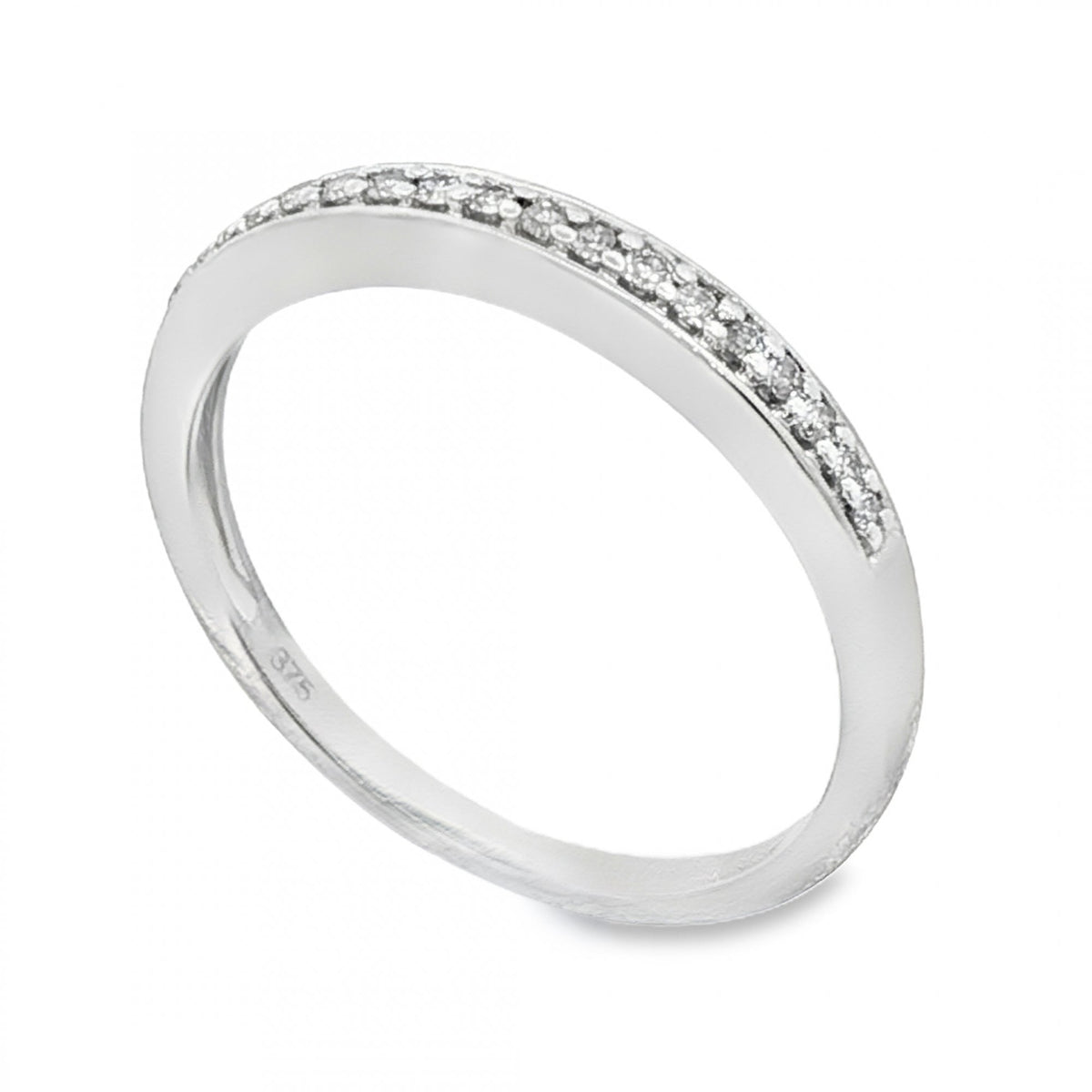 9ct White Gold Diamond Half-Eternity Ring - Size L½ - 0.10ct