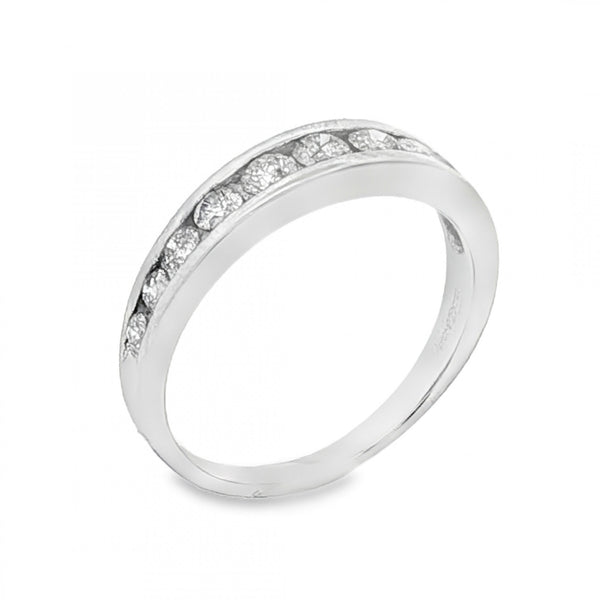 9ct White Gold Diamond Half-Eternity Ring - Size I½ - 0.50ct