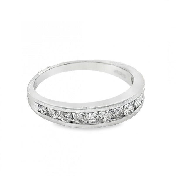9ct White Gold Diamond Half-Eternity Ring - Size I½ - 0.50ct