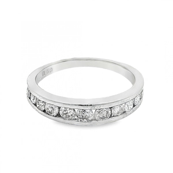 9ct White Gold Diamond Half-Eternity Ring - Size I½ - 0.50ct