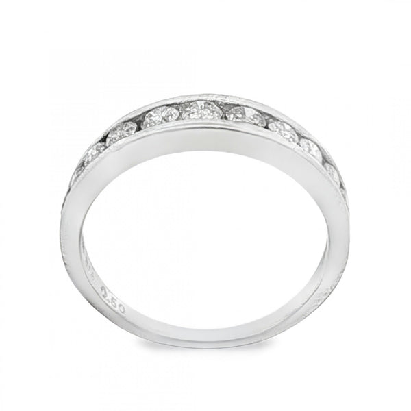 9ct White Gold Diamond Half-Eternity Ring - Size I½ - 0.50ct