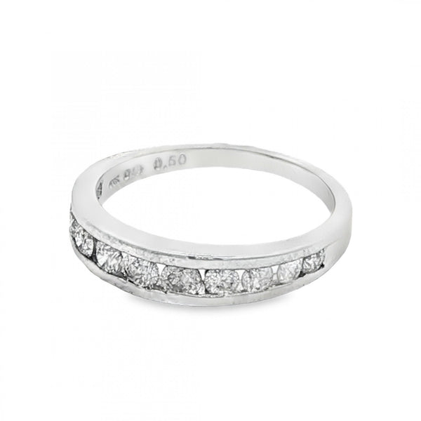 9ct White Gold Diamond Half-Eternity Ring - Size I½ - 0.50ct