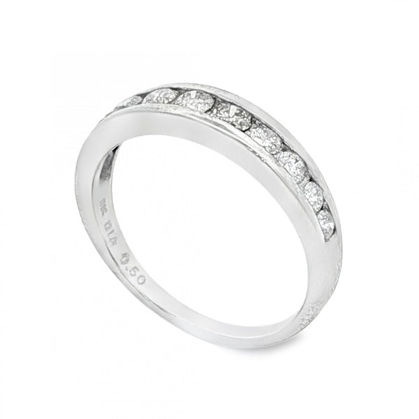 9ct White Gold Diamond Half-Eternity Ring - Size I½ - 0.50ct