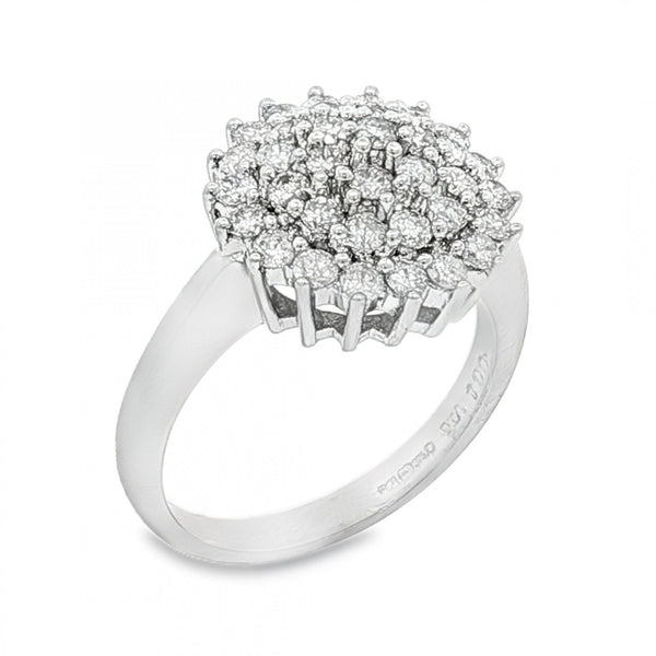 9ct White Gold Diamond Cluster Ring - Size L½ - 1.00ct