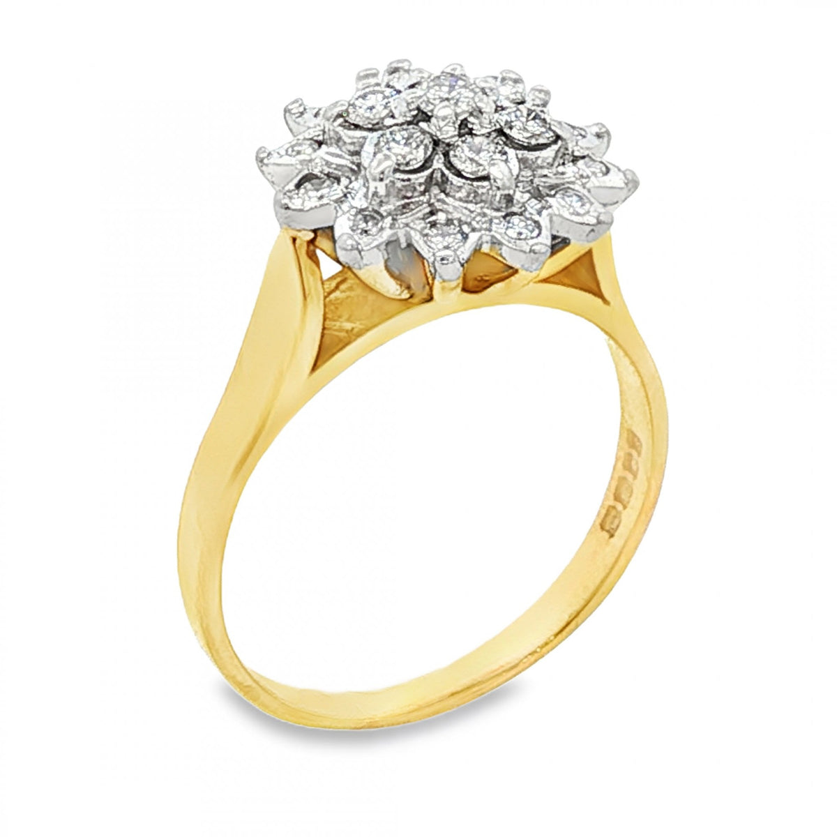 18ct Yellow Gold Illusion-Set Diamond Cluster Ring - 0.42ct