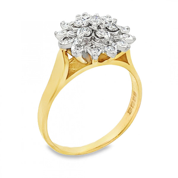 18ct Yellow Gold Illusion-Set Diamond Cluster Ring - 0.42ct