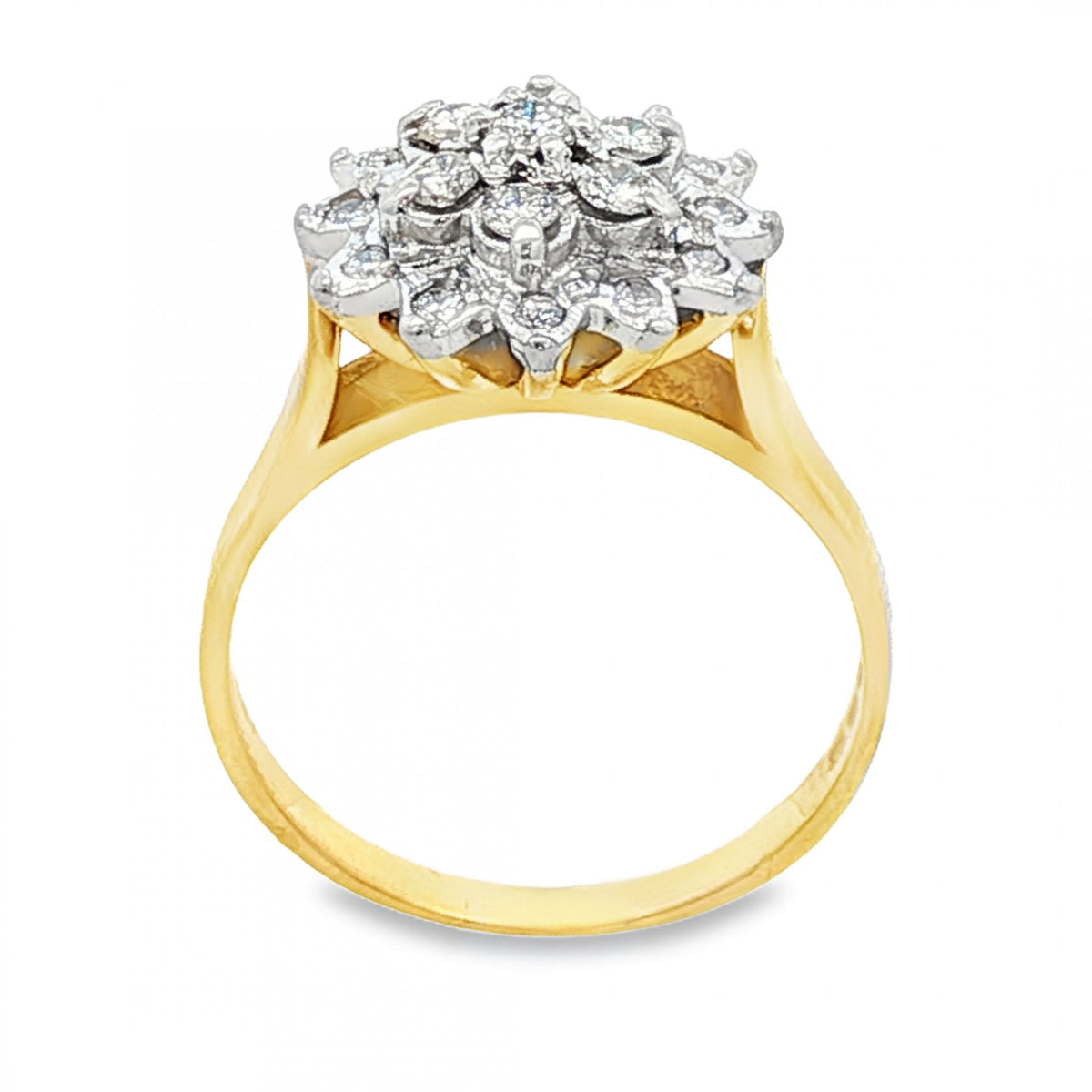 18ct Yellow Gold Illusion-Set Diamond Cluster Ring - 0.42ct