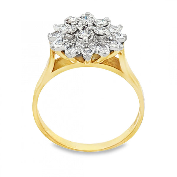 18ct Yellow Gold Illusion-Set Diamond Cluster Ring - 0.42ct