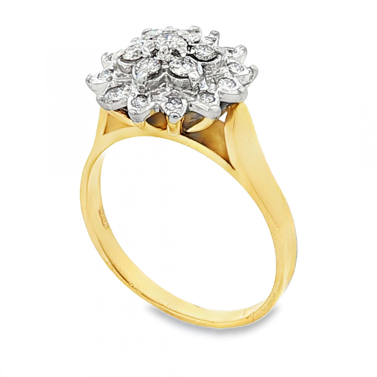 18ct Yellow Gold Illusion-Set Diamond Cluster Ring - 0.42ct