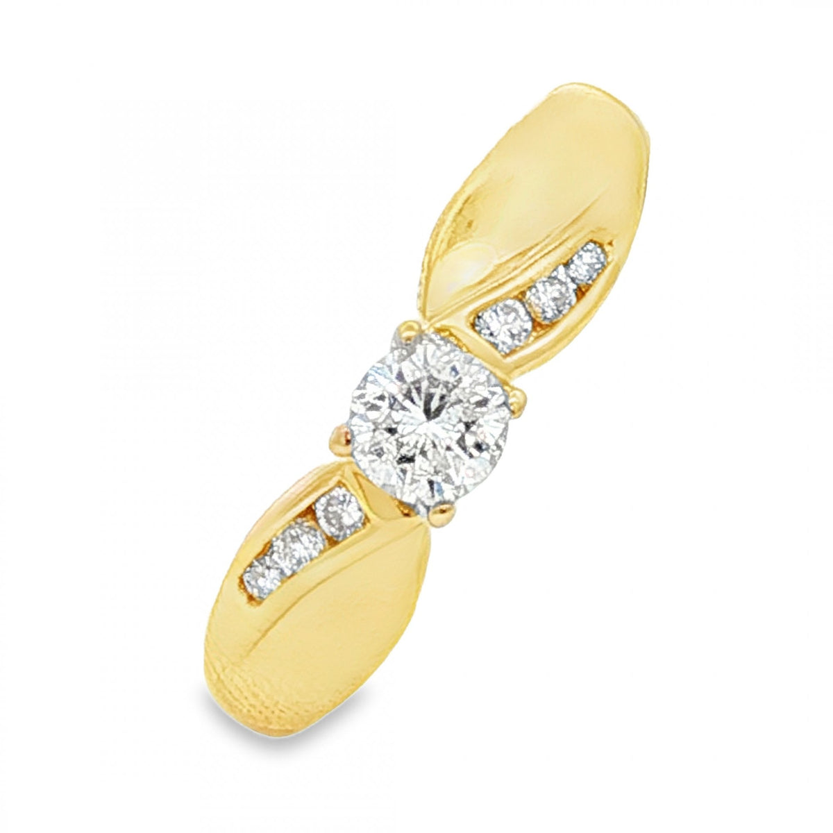 18ct Yellow Gold Diamond Engagement Ring - Size N - 0.35ct