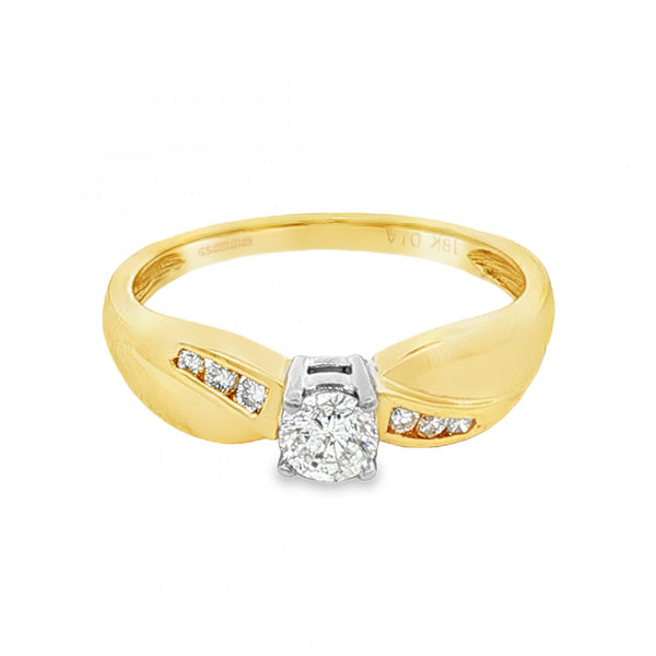 18ct Yellow Gold Diamond Engagement Ring - Size N - 0.35ct