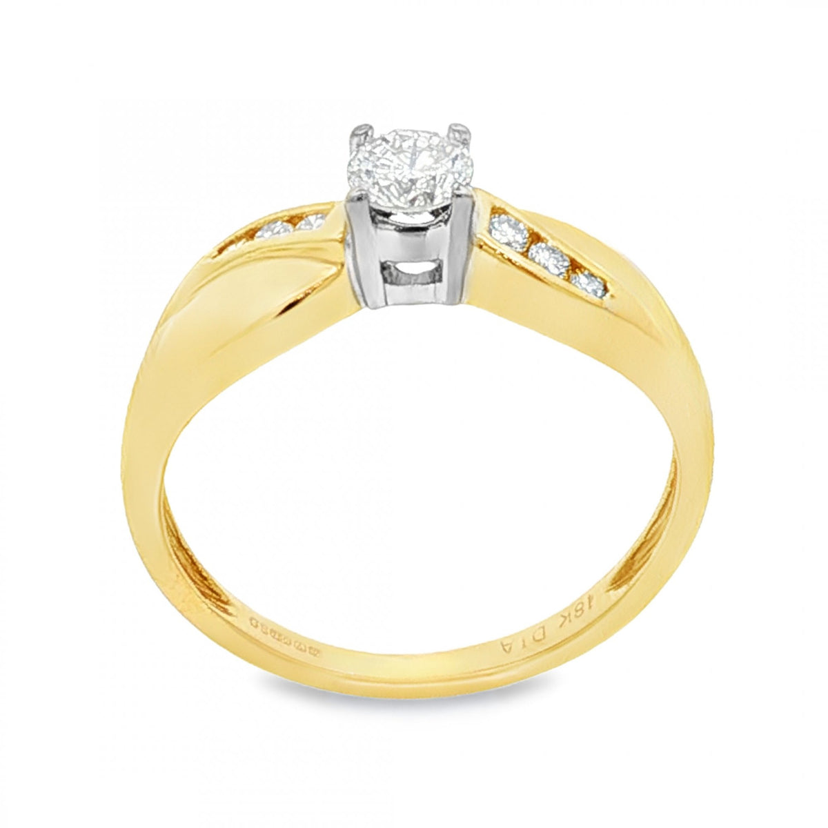 18ct Yellow Gold Diamond Engagement Ring - Size N - 0.35ct