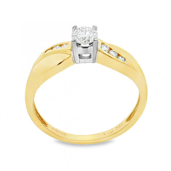 18ct Yellow Gold Diamond Engagement Ring - Size N - 0.35ct