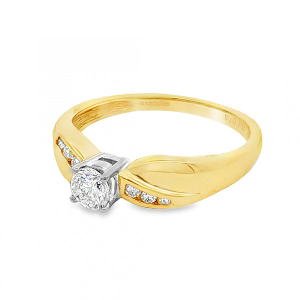 18ct Yellow Gold Diamond Engagement Ring - Size N - 0.35ct