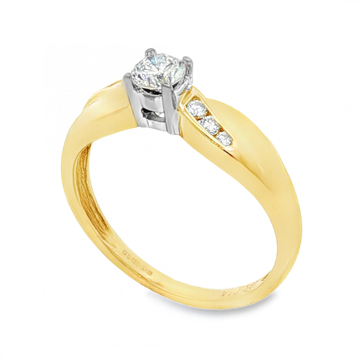 18ct Yellow Gold Diamond Engagement Ring - Size N - 0.35ct