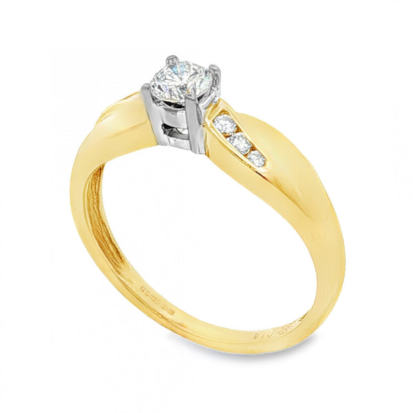 18ct Yellow Gold Diamond Engagement Ring - Size N - 0.35ct