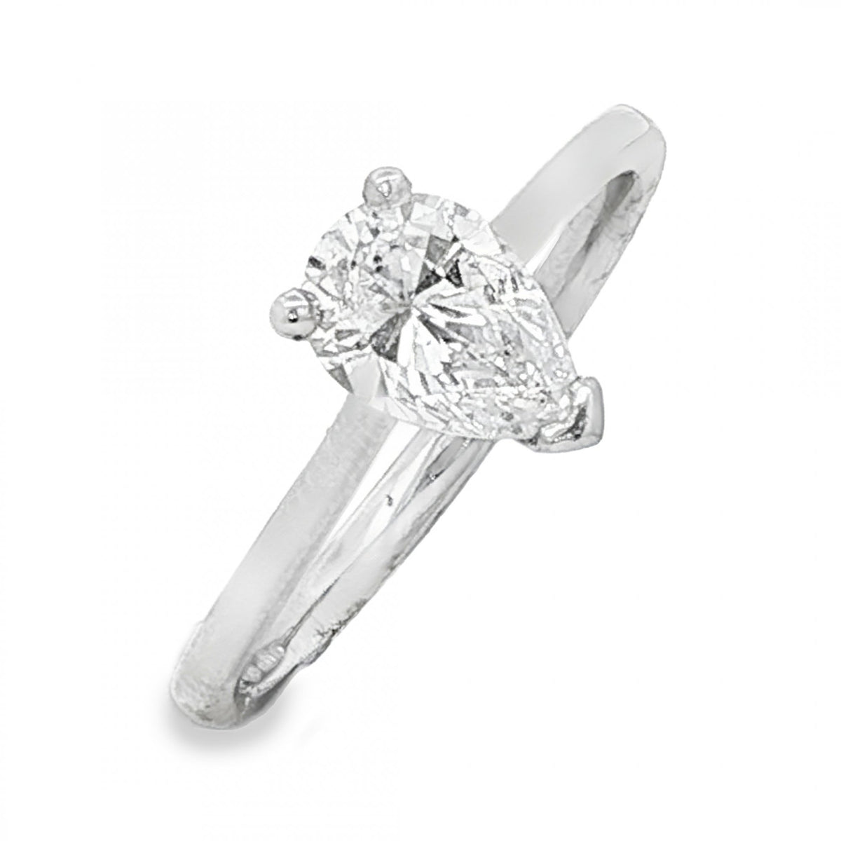 950 Platinum Pear Cut Diamond Engagement Ring - Size L½ - 0.85ct