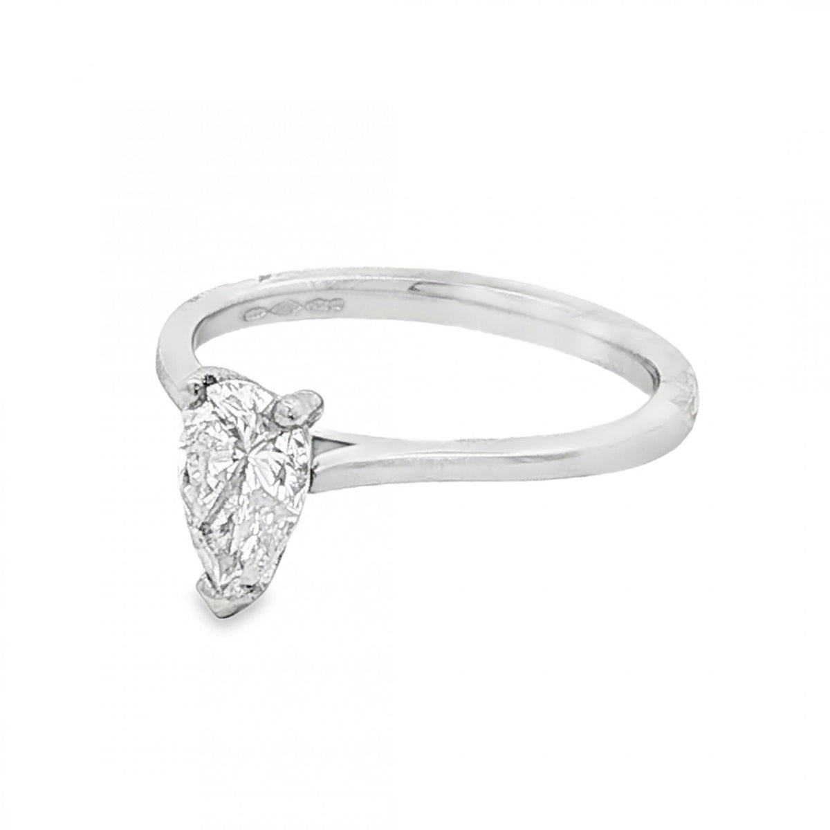 950 Platinum Pear Cut Diamond Engagement Ring - Size L½ - 0.85ct