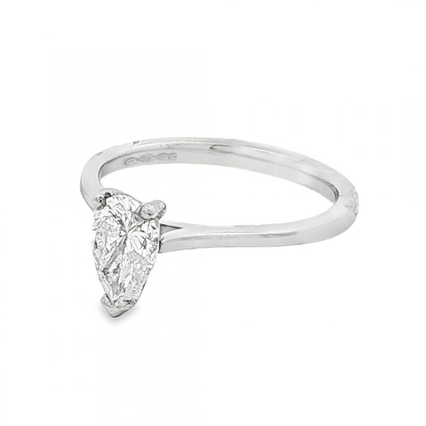 950 Platinum Pear Cut Diamond Engagement Ring - Size L½ - 0.85ct