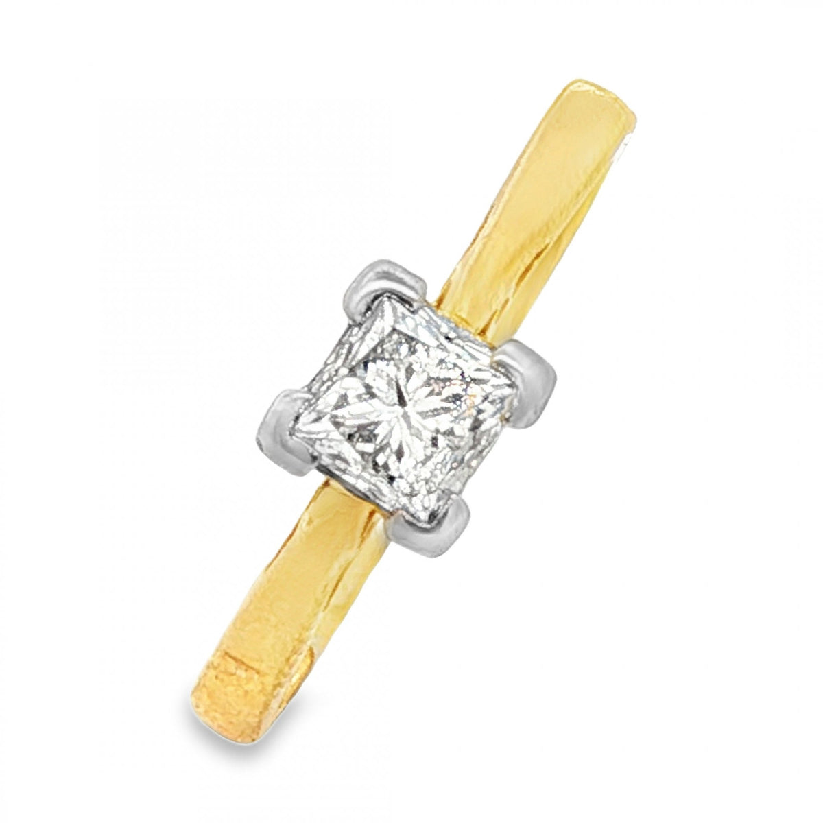 18ct Yellow Gold Princess Cut Diamond Ring - Size J½ - 0.60ct