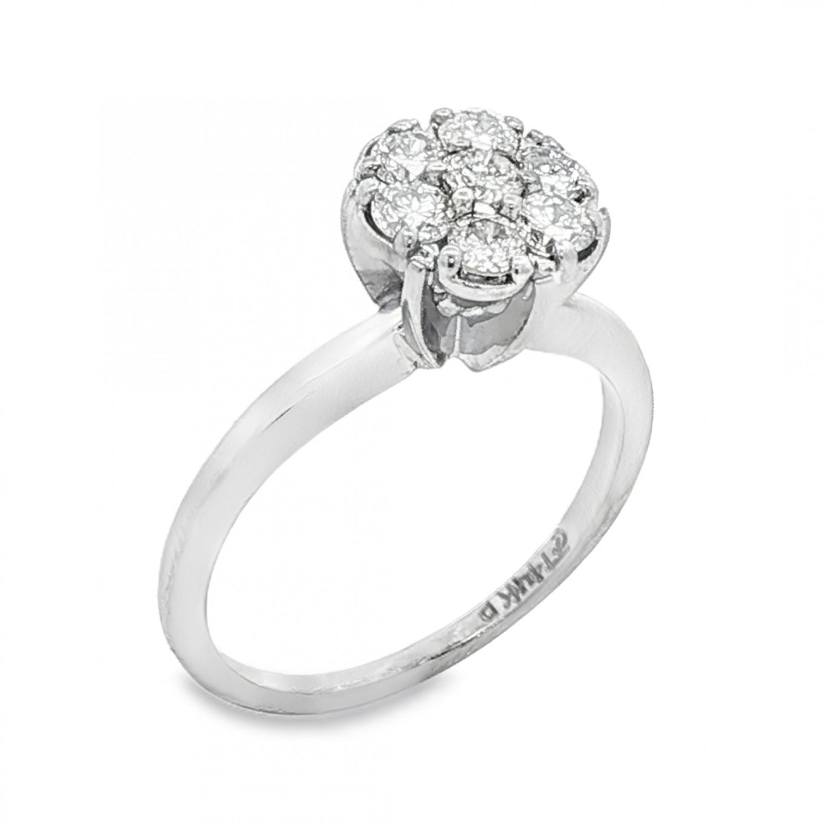 14ct White Gold Diamond Cluster Ring - Size L - 0.50ct