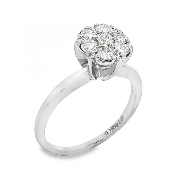 14ct White Gold Diamond Cluster Ring - Size L - 0.50ct