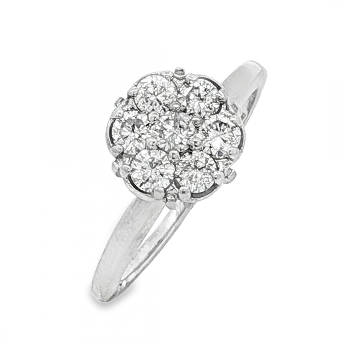14ct White Gold Diamond Cluster Ring - Size L - 0.50ct