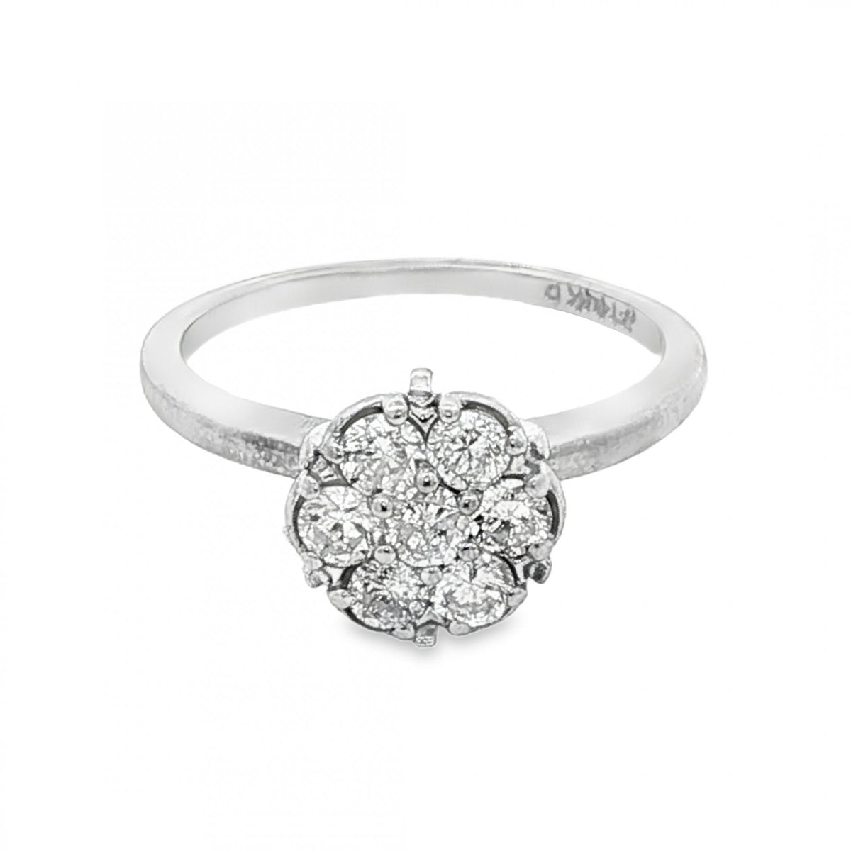 14ct White Gold Diamond Cluster Ring - Size L - 0.50ct