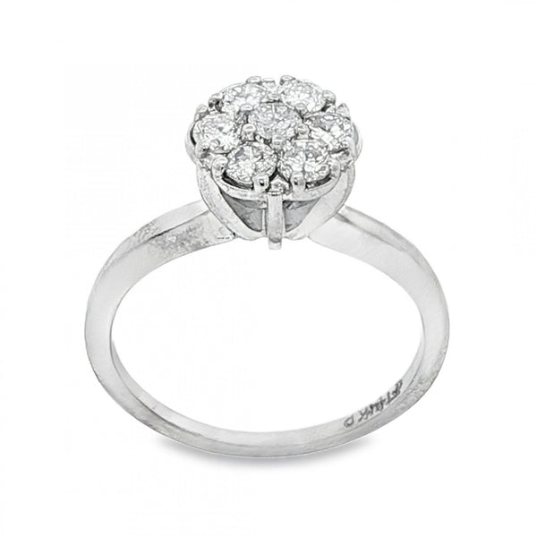 14ct White Gold Diamond Cluster Ring - Size L - 0.50ct