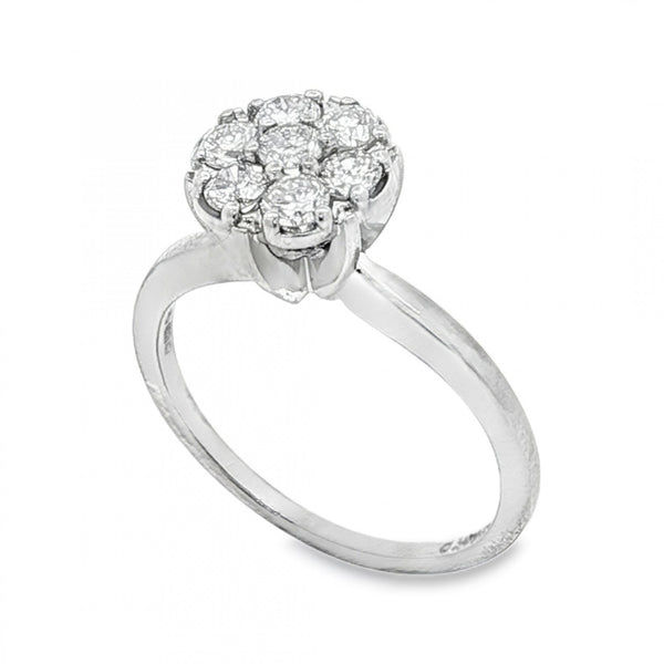 14ct White Gold Diamond Cluster Ring - Size L - 0.50ct