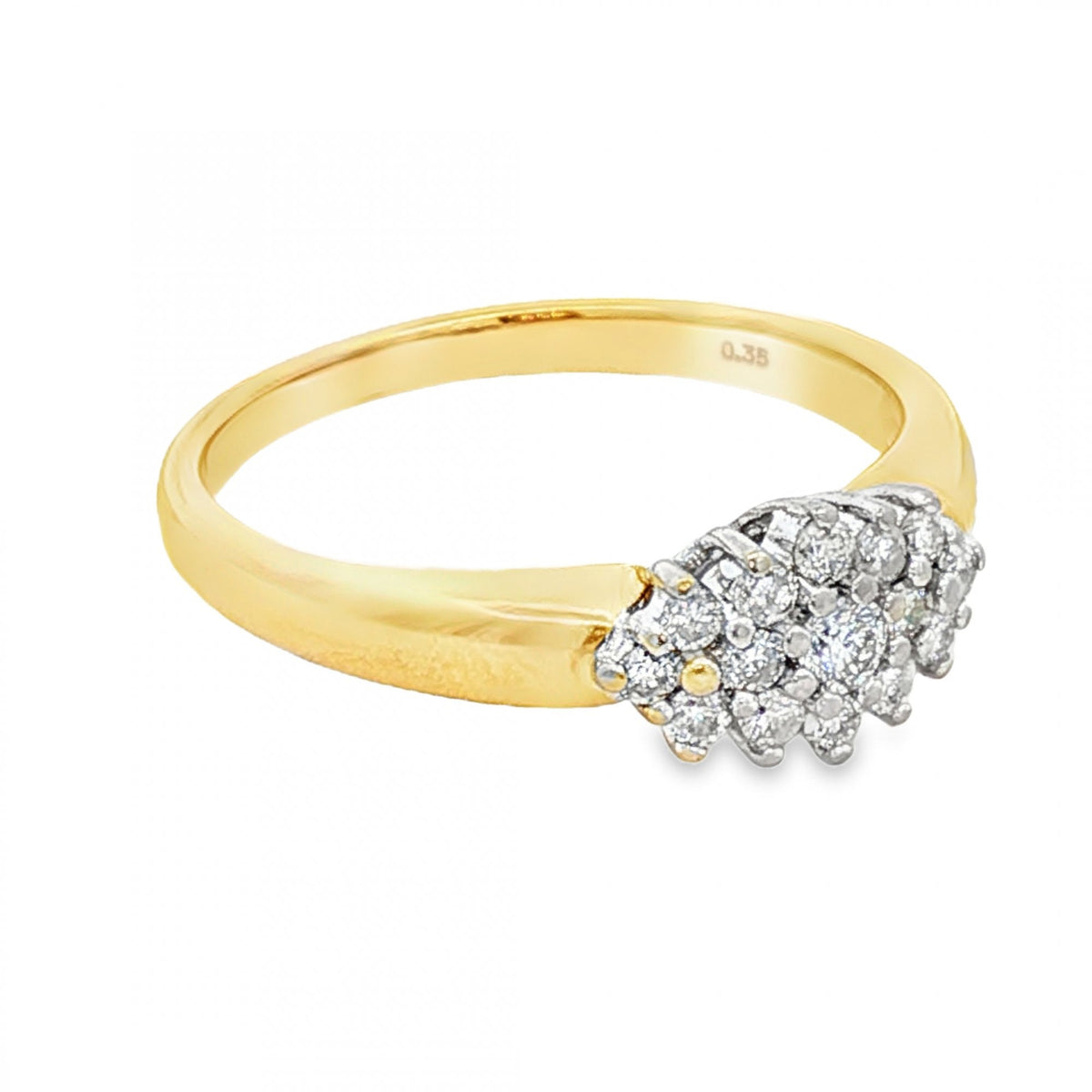 9ct Yellow Gold Diamond Cluster Ring - Size Q - 0.35ct