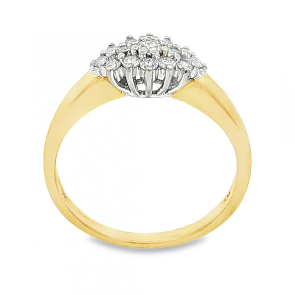 9ct Yellow Gold Diamond Cluster Ring - Size Q - 0.35ct