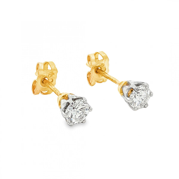 9ct Yellow Gold Diamond Stud Earrings - 5x5mm - 0.55ct