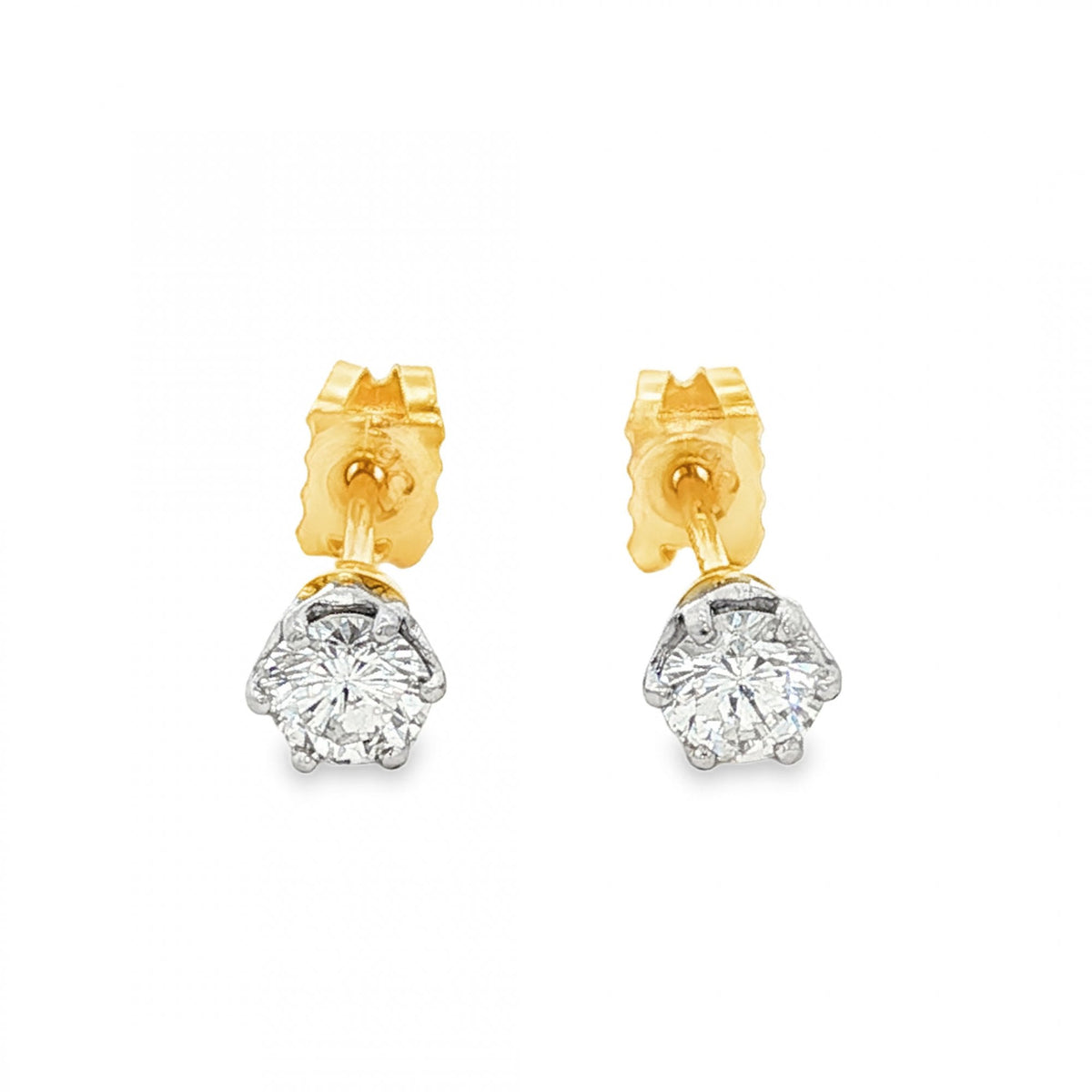 9ct Yellow Gold Diamond Stud Earrings - 5x5mm - 0.55ct