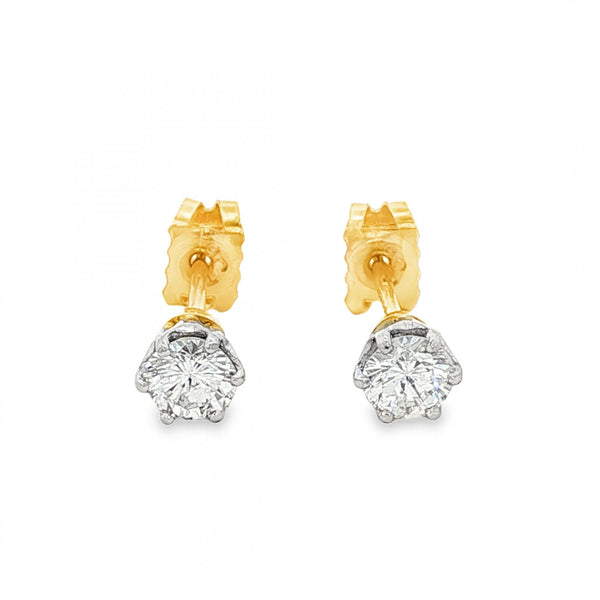 9ct Yellow Gold Diamond Stud Earrings - 5x5mm - 0.55ct