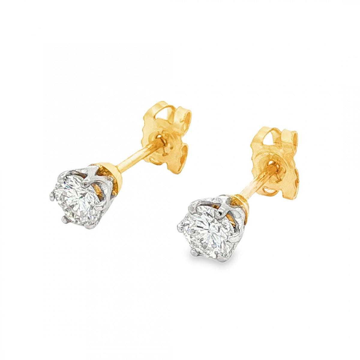 9ct Yellow Gold Diamond Stud Earrings - 5x5mm - 0.55ct