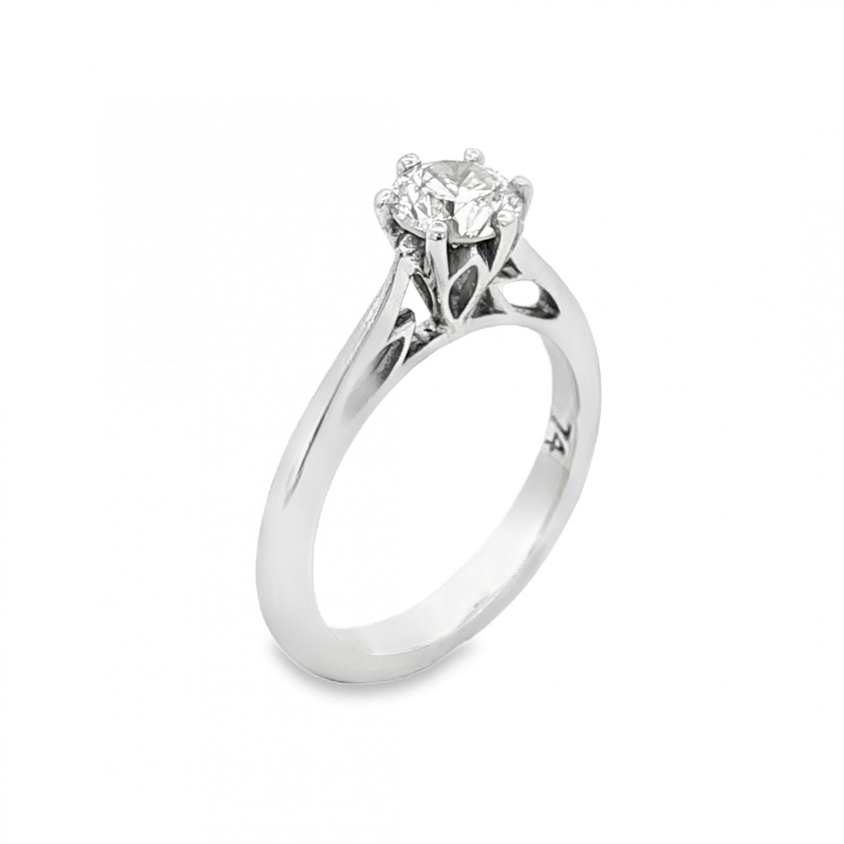 18ct White Gold Diamond Engagement Ring - Size K - 0.74ct